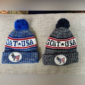 2 goat USA LAX lacrosse beanie winter hats. Perfect condition.